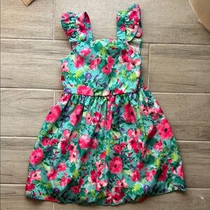 Floral Kids Dress - Green and Pink